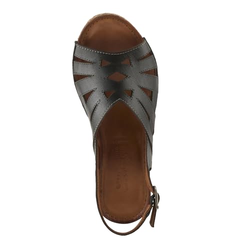 Spring Step Women's CATHY Buckle Wedges - Premium Leather, Laser-Cut Design, Adjustable Slingback4