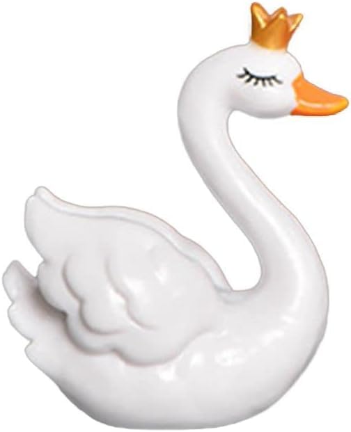 HODASHI 1 Pc Swan Crown Figurine Plastic Animal Small Statue, Dollhouse Layout Gifts Bonsai Ornament Miniatures Cake Decor Fairy Garden Kit Micro...