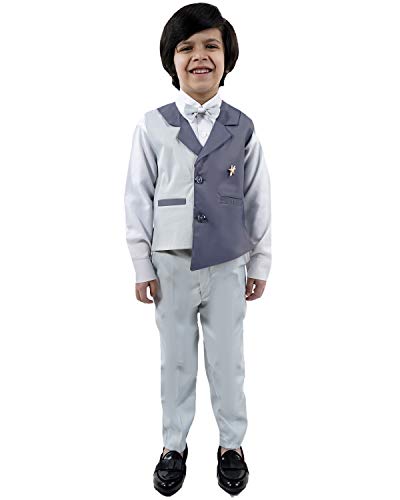 Image of Boy's Cotton 3 Piece Waistcoat Pant Shirt Set