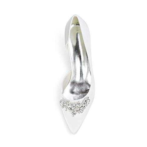 Ivory Wedding Shoes High Heels Bridal Shoes with Crystal Pointed Toe Satin Evening Party Shoes3