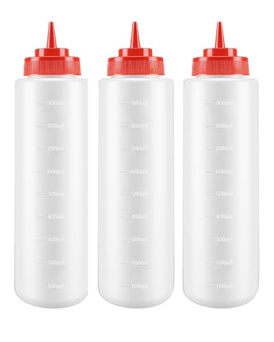Image of VAKUKK Squeeze Bottle for Ketchup Mustard Kitchen Use,32oz,red