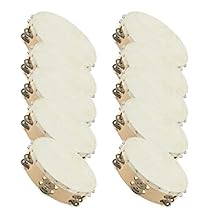 Pack of 10 natural skin drum head tambourines Sturdy wooden construction 12 Jingles Perfect for percussionists and vocalists