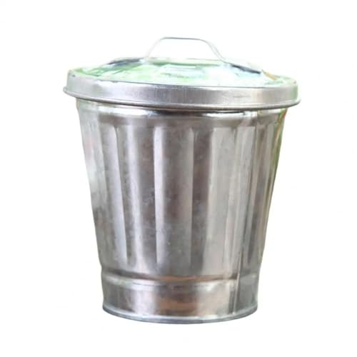 Mini bote de basura de hierro con tapa para escritorio