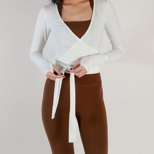 Women Yoga Ballet Wrap Top Pilates Cover up Athletic Running Gym Workout Casual Basic Tee Shirt Blouse4