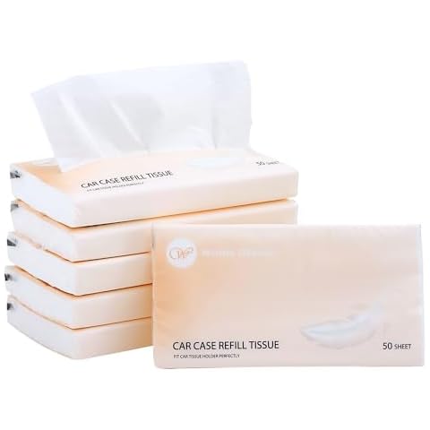 Car Tissue Refills 300 Sheets Facial Tissues Refills for Car Visor Tissue Holder, Travel Tissue Tubes Box Container Perfect Fit for Car Tissues Cylinder Cover