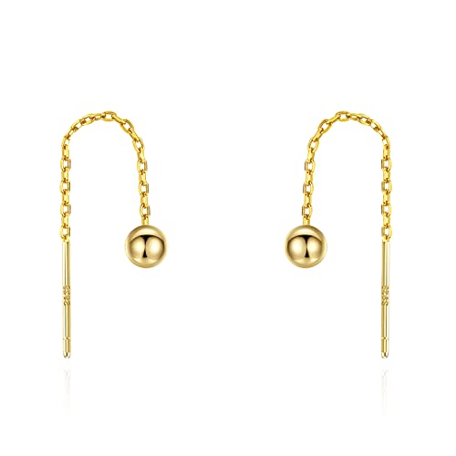 Cute Short Threader Earrings Silver Gold Black Chain Link Ball Dangle Drop Pull Through Earrings Minimalist