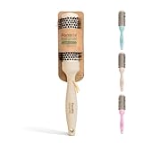 PONETTE NATURAL - Cepillo Térmico Redondo ECO de Aluminio con Revestimiento Cerámico de 34mm de Diámetro Color Beige, Fabricado con Fibra Natural de Trigo, 100% Reciclable, Marca Española