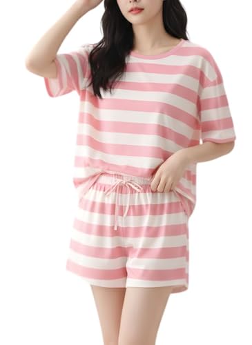 Image of SMOWKLY Women Korean Shorts Pajama Set |Summer Night Top & Shorts Dress |Cotton Blend Nightwear Set Top & Shorts Sleepwear Lounge Wear Soft Comfortable Night Suit Ladies | Co-Ord Home Wear Set
