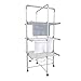 Todeco - Sèche-Linge Electrique, Etendoir Pliant d'Intérieur - Dimensions du Produit replié: 143 x 72 x 9 cm - Matériau: Alliage en Aluminium - 3 étagères, Blanc, avec des Roues