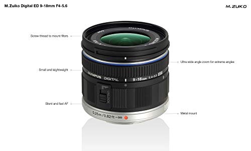 Olympus M.Zuiko Digital ED 9-18mm F4.0-5.6 Objektiv, Weitwinkelzoom, geeignet für alle MFT-Kameras (Olympus OM-D & PEN Modelle, Panasonic G-Serie), schwarz – Bild 4