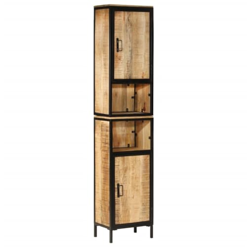 vidaXL Badschrank, Badezimmerschrank mit Stauraum, Hochschrank Schrank für Badezimmer, Badmöbel Badezimmermöbel, Eisen Massivholz Mango