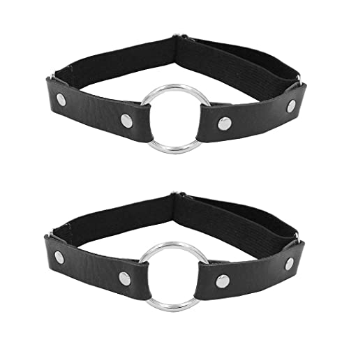 Borsgye 2 Stück Leder Strumpfband Oberschenkel Ring Harness Suspender Gothic Strapsbänder Bein Ring Geschirr Verstellbares Gummiband Punk PU Beingeschirr Gürtel - Kreis Beinring