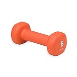 Gaiam Dumbbell Hand Weight (Sold in Singles) - Neoprene Coated Exercise & Fitness Dumbbell for Home Gym Workouts and Strength Training - Free Weights for Women and Men (5lb, Orange)