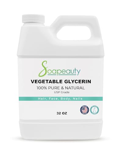 Soapeauty VEGETABLE GLYCERIN USP Grade Non-GMO Natural | Cosmetic Products, Skin, Hair Care, Soap Making, Household Uses 32 oz