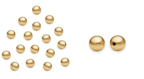 100pcs Adabele Real Yellow Gold Plated Sterling Silver 2mm (0.08 Inch) Small Tiny Seamless Round Loose Beads Spacer for DIY Craft Jewelry Making SS255