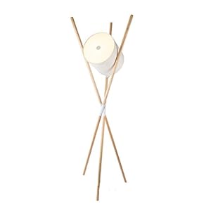 Flashing Moderno Nordico Treppiede Led Lampade Da Terra In Legno Camera Da Letto Luminosa Soggiorno In Legno Di Noce Lampada Da Notte A Tamburo Creativa (Color : White)