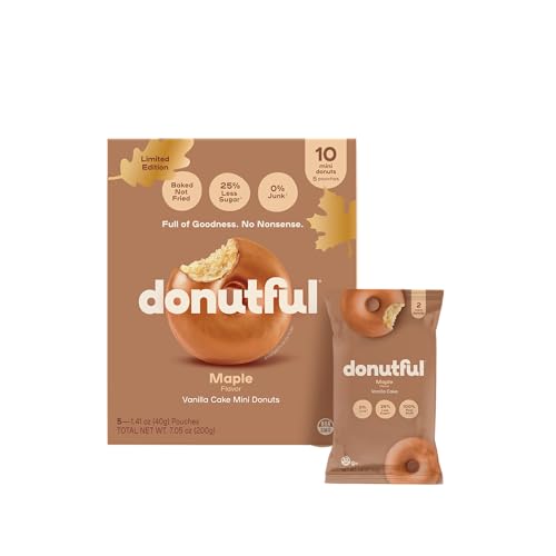 Donutful Maple Mini Donuts – Baked Not Fried, Less Sugar, Nothing Artificial, Non-GMO,...