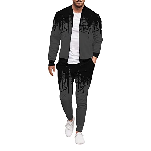 Glvsz Mens Winter Casual Street Woven Jacket Jacket Pants Ink Splash Two Piece Set Men Soccer Suit #TOP10
