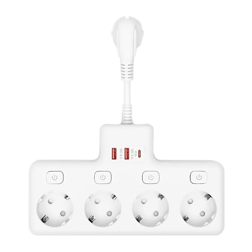 NEOVSUNY Prise Tri Prise Prise Adaptateur Multiprise Cuisine Double Prise pour Prise, Prise de Distribution 3 en 1 Adaptateur de Prise pour Bureau Maison Blanc