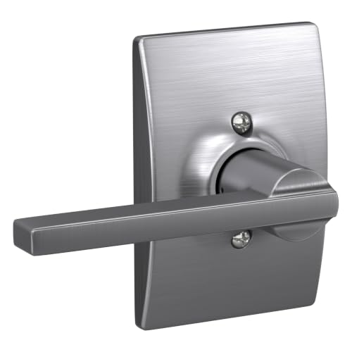 Image of SCHLAGE Latitude Non-Turning Dummy Door Handle, Reversible, Satin Chrome | Non-turning dummy lever door handle with no latch or lock, Decorative pull, One sided, Easy to install, Certified durability