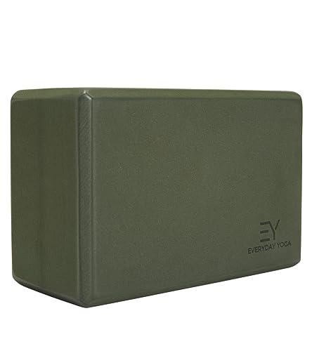 Everyday Yoga Foam Yoga Block 4 Inch - High-Density EVA Support Block for Stability Balance & Flexibility Lightweight Durable & Comfortable - Dark Olive