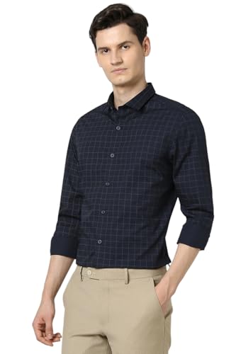 Image of Peter England Men's Cotton Checkered Regular Fit Shirt