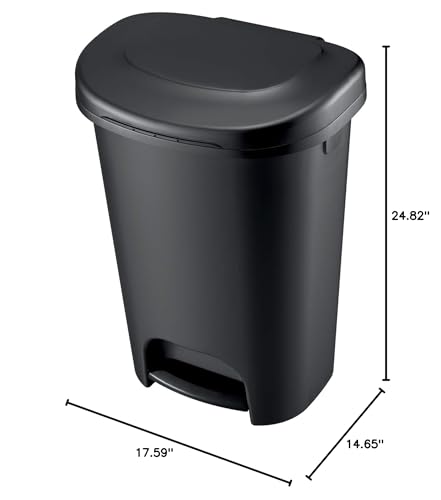 Rubbermaid 1843029 Classic Step-On Trash Can With Lid, 13-Gallon, Black, Easy Clean Wastebasket For Home/Kitchen/Bedroom/Office thumb #7