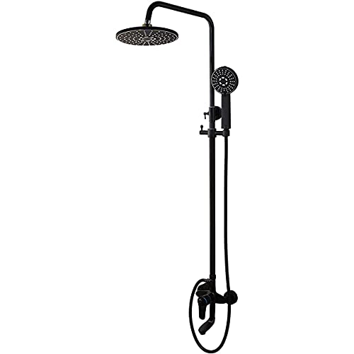 Douche thermostatique noire à jet pluie ensemble complet avec mitigeur monocommande