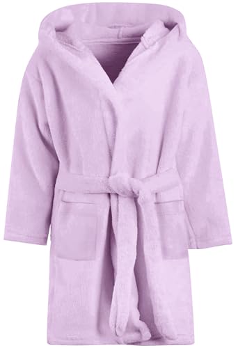 Image of Umeyda Girls Fleece Hooded Robes, Warm Printed Bath Robe for Kids Soft Fuzzy Bathrobe for Gifts