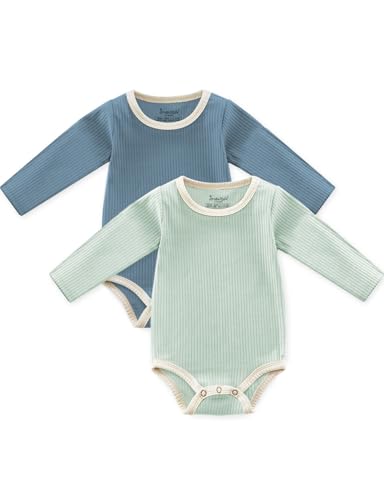 Image of Jimonda Baby Bodysuit, 100% Organic Cotton Infant Long Sleeve Romper Gender Neutral Baby Clothes