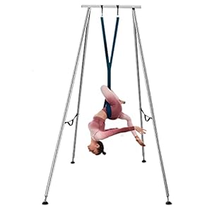 Happybuy-Yoga-Sling-Inversion-96-FT-Inversion-Yoga-Swing-Stand-68lbs-551lbs250kg-Aerial-Yoga-Frame-with-236in6m-Yoga-Swing-Inversion-Sling-Body-Yoga-Bundle-Safety-Belts