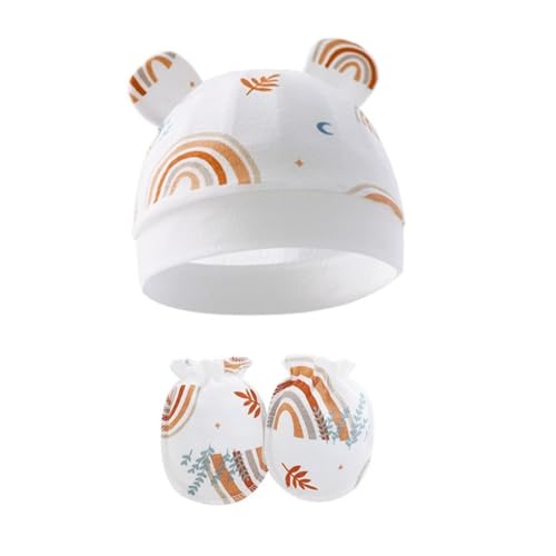 Soft Breathable Baby Hat and Mittens Set for Newborns Cotton Comfortable Fetal Caps Gentle Protections for 0-6 Months