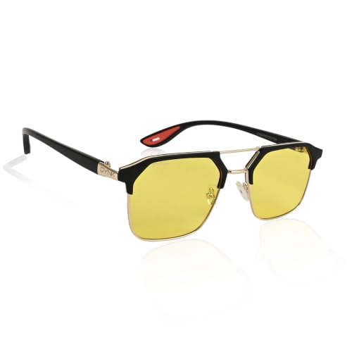 Image of GYNK Square Frame Sunglasses for Men | Premium Metal Frame Sunglasses | Fashion Eyewear for Driving, Travel, Riding, Outdoor Activities, Beach & Daily Wear