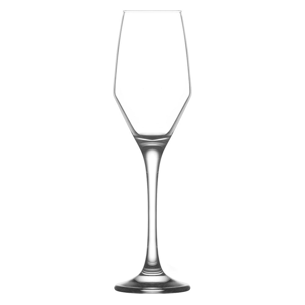 Lav Multicoloured Ella Glass Champagne Flutes - 230Ml - Pack Of 6 - Wine, Cocktail, Processo Glassware Set For Wedding, Anniversary, Birthday Celebration, Hen Party