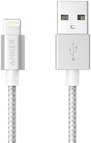 [Apple MFi Certified] Anker 3ft / 0.9m Nylon Braided Tangle-Free Lightning to USB Cable with Aluminum Connector Heads for iPhone, iPod and iPad (Silver)