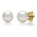 14K Yellow Gold 5.5-6.0mm White Cultured Freshwater Pearl Stud Earrings