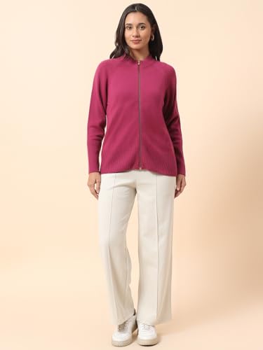 Image of Cantabil Sweater for Women l Winter Wear Acrylic Fabric Mandarin Collar Regular Fit Solid Pattern (P LSWT00178)