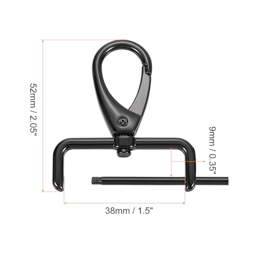 QUARKZMAN 2Stück Karabinerhaken 38mm(1 1/2') D Ring Abnehmbarer Karabiner Schlüsselanhänger Metall Karabiner Klauen Verschluss Haken mit Drehgelenk mit Schraubendreher Schwarz