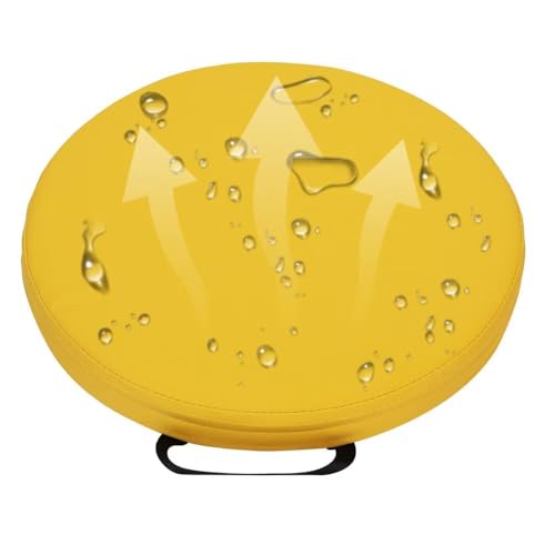 Round Floor Cushions, 2 inchs Thick Round Floor Pillow with Handle, Outdoor Waterproof Leather Seat Cushion, Flexible Seating for Classroom Elementary, Daycare, Preschool, Playroom, 35CM, Yellow
