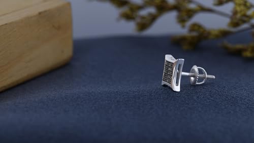 Dazzlingrock Collection Round Black Diamond 7.5mm Kite Shape Hip Hop Iced Out Studs in 10K Solid Gold, Unisex Design Ladies, Mens Real Diamond Earrings4