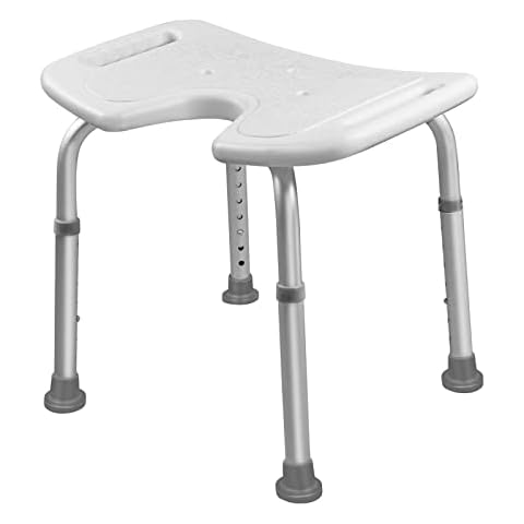 YRHome Portable Bath Stool Shower Chair Shower Stool Non-Slip 35-51cm Adjustable Height Shower seat Bench Aluminum Frame Bathing Aid Backrest Suction Cup Grip Shower Toilet for Elderly Cover