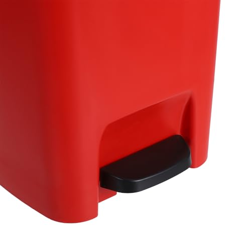 Caneca de basura roja con pedal y tapa para cocina 10L miniatura 3