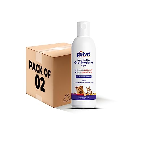 Image of Petvit Oral Hygiene Liquid with Green Tea |Tartar and Plaque Remover for Teeth Cleaning | Paraben Free & pH-Balance - for All Breed Dog & Cat - 100ml (Pack of 2)