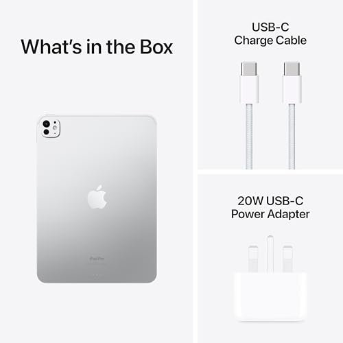 Apple iPad Pro 11-inch (M4): Ultra Retina XDR display, 1TB, Landscape 12MP Front Camera/12MP Back Camera, LiDAR scanner, Wi-Fi 6E, Face ID, All-Day Battery Life, Standard glass - Silver