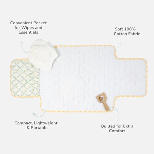 Image of Tidy Sleep Portable Diaper Changing Mat /Pad for Newborns & Infants Baby 0-24 Months Light Weight, Portable, Water Proof (Yellow Bloom Vines)