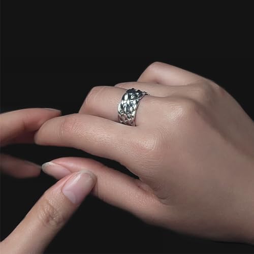 925 Sterling Silver 9mm Chunky Braided Rope Ring, Comfort Fit Twist Wedding Band for Men and Women, US Sizes 6-133