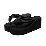 TOPPERFUN Sandalias de Plataforma para Mujer Tacón Negras Antideslizantes Plantilla Acolchada Ideales para Playa y Fiestas Número 38 Cómodas