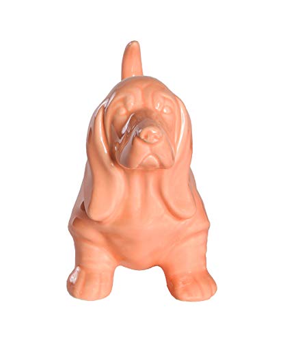 Nayothecorgi Basset Hound Dog Statue - Glossy Orange Standing Ceramic Dog Statue - Decorative Dog Sculpture For Garden Or Home Décor - Basset Hound Dog Outdoor Statue - (10.5” X 4.0” X 6.0”) #TOP1