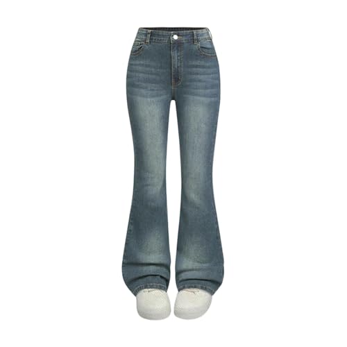Vintage Jeans Mädchen Teenager - Flared Jeans Hohe Taille Elastische Denim Hose Y2K Retro Bootcut Jeanshose Stretch Weiche Glockenhose Bequeme Freizeithose Outdoorhose Pants Für Schule Freizeit 152 68