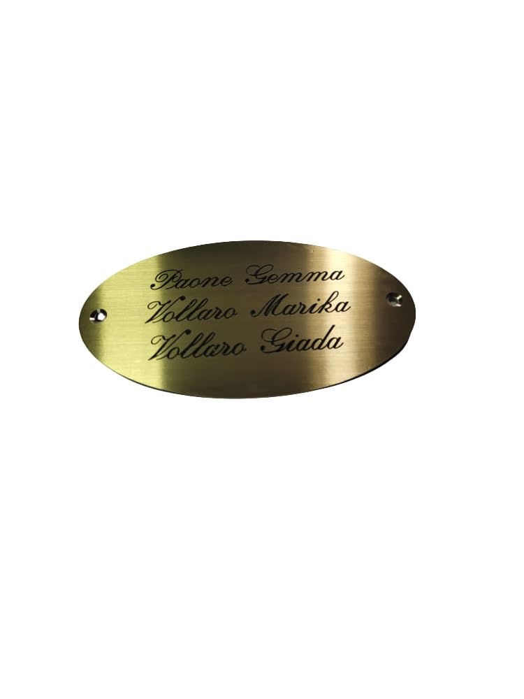 Plaque personnalisée bureau en laiton ovale gravée avec 2 trous